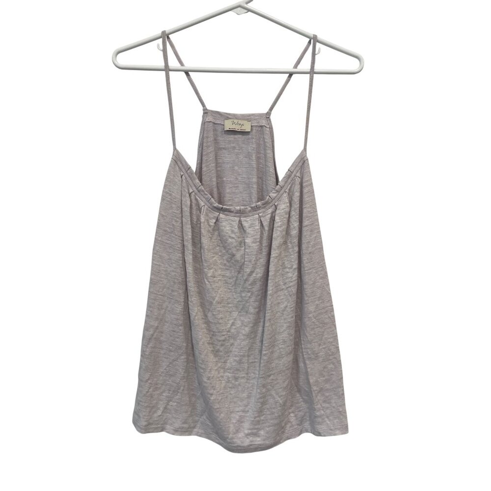 Wrap London Camisole Size 10 Sleeveless Pleated Scoop Linen Spaghetti Strap NEW